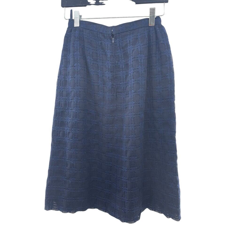 Vintage Chanel Creations Size 6 Skirt 70’s Pleated Knee Length Navy Blue Lined